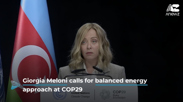 Giorgia Meloni calls for balanced energy approach at COP29