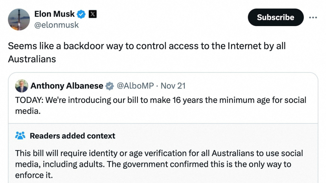 Elon Musk blasts Australia's planned ban on social media for children