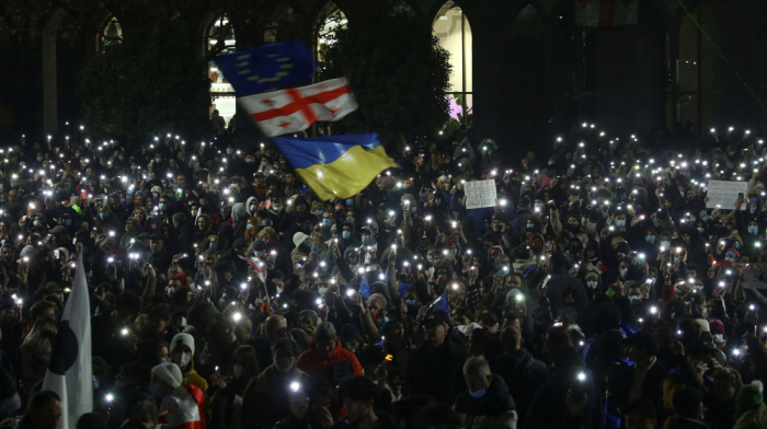 Police, pro-EU Georgians clash for second night at protests over accession freeze