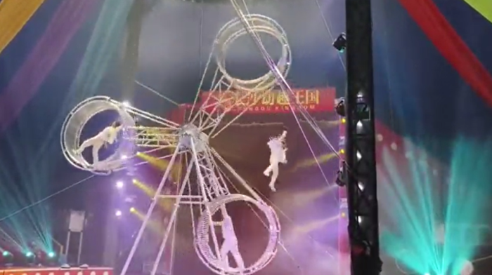 Circus performer falls in the air during daring stunt in China