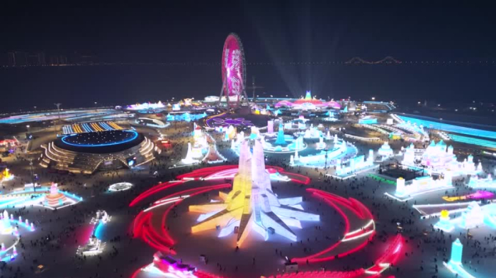 Ice sculpture seen at China's annual Snow Festival