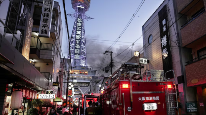 Massive fire erupts near a major tourist landmark in Osaka, Japan, as seen in live images