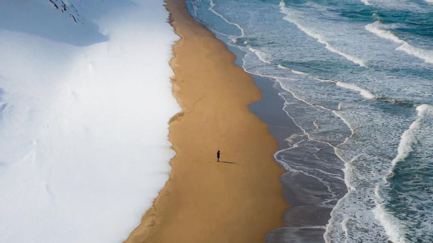 Japan's unique beach where snow, sand, and sea collide
