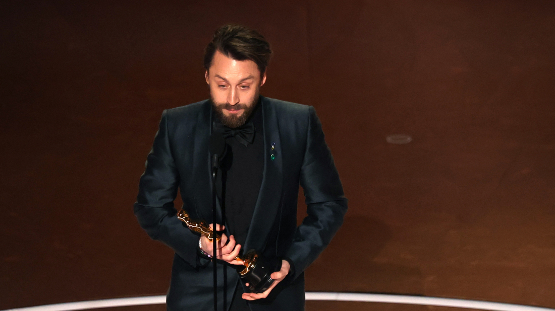 Kieran Culkin takes home first Oscar for A Real Pain