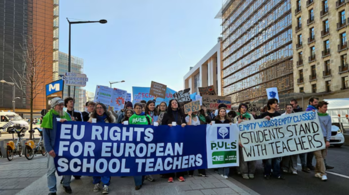 EU school teachers strike for equal rights and union protection