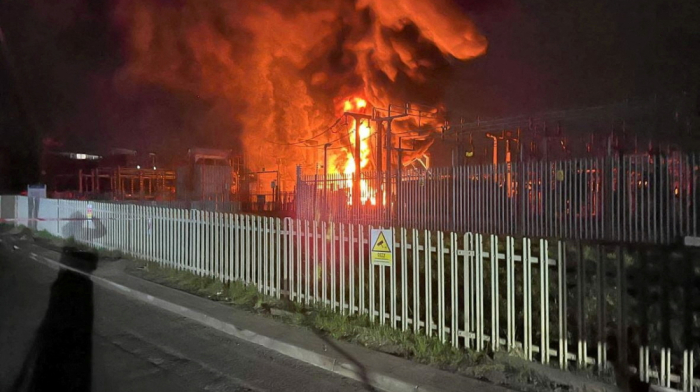 Huge fire in Hayes at electrical substation near London