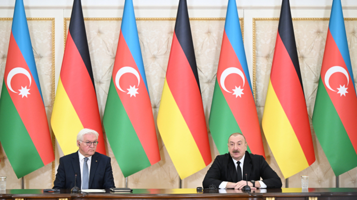 Presidents of Azerbaijan and Germany made press statements