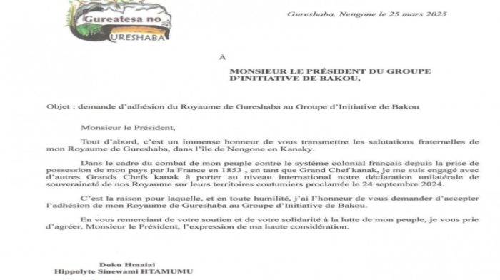 The Kingdom of Gureshaba, located in New Caledonia, has applied to join the Baku Initiative Group