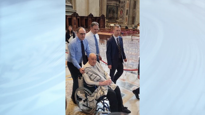 Pope Francis steps out in black trousers for surprise Vatican visit