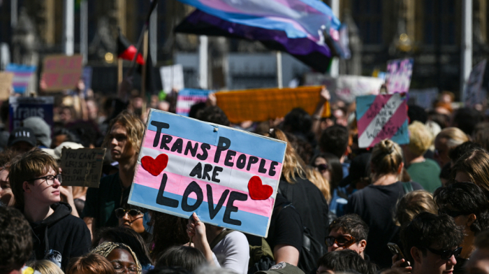 Protesters rally in London over Supreme Court ruling on legal definition of ‘woman’