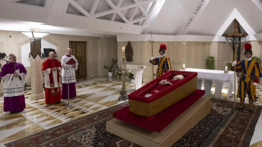 Vatican releases images of Pope Francis in open coffin