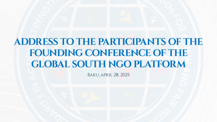 Azerbaijani President addresses participants of founding conference of Global South NGO Platform