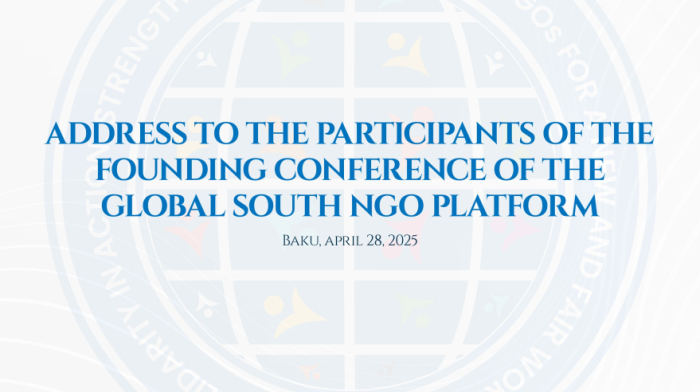 Azerbaijani President addresses participants of founding conference of Global South NGO Platform