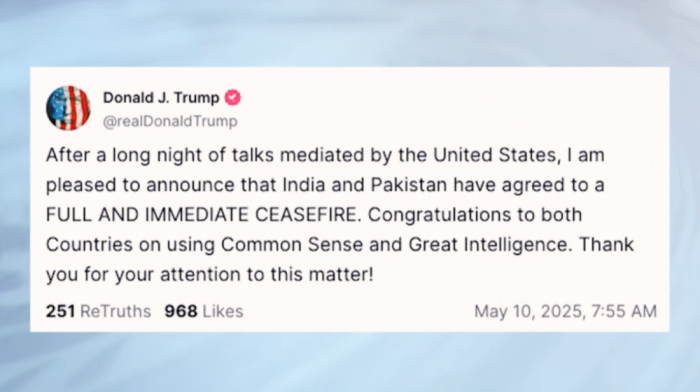 India and Pakistan agree to a ceasefire in US-mediated talks