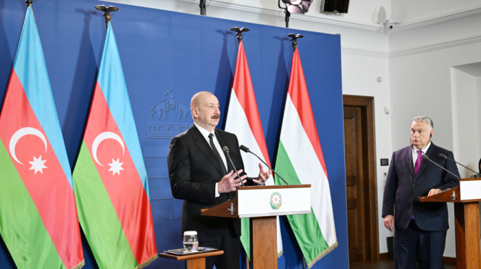 President of Azerbaijan Ilham Aliyev and Prime Minister of Hungary Viktor Orbán delivered press statements