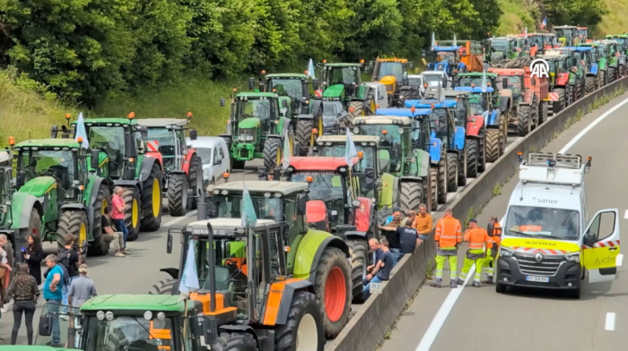 Farmers block A16 motorway near Paris protesting proposed agricultural reforms