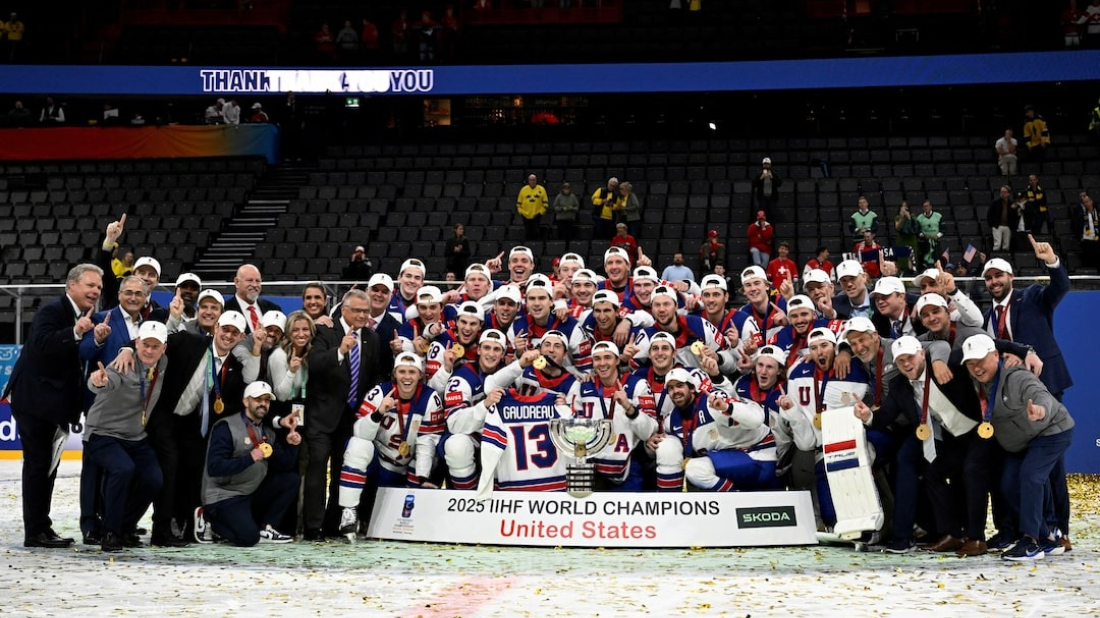 Team USA wins first ice hockey world championship gold since 1933 with sudden-death goal against Switzerland