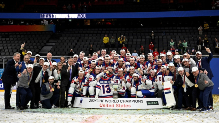 Team USA wins first ice hockey world championship gold since 1933 with sudden-death goal against Switzerland