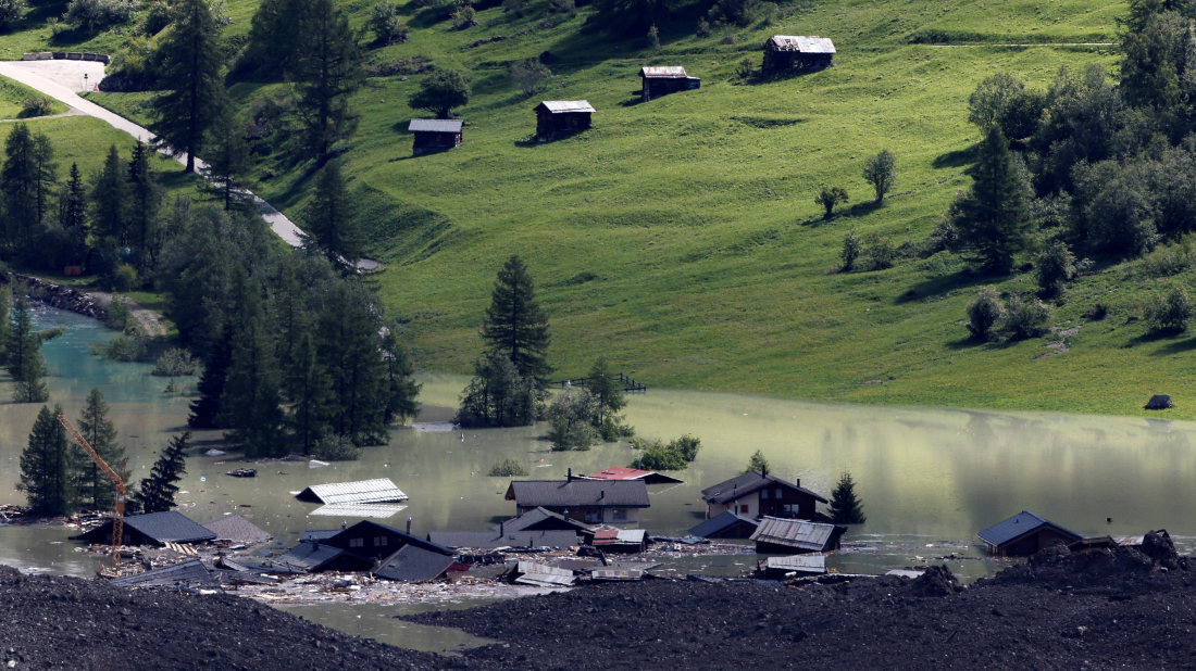 Flood risk threatens Swiss valley after village destroyed by glacier