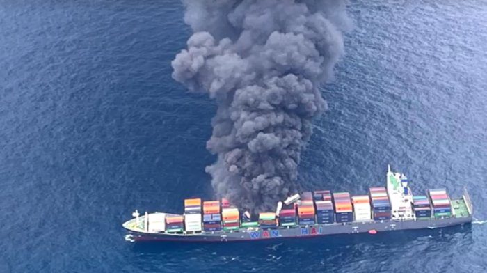 Singapore-flagged cargo ship catches fire in Indian Ocean