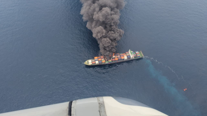 Singapore-flagged cargo ship catches fire in Indian Ocean