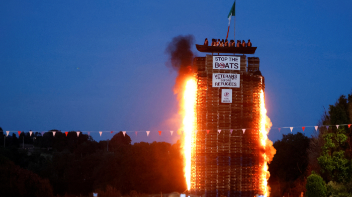 Effigies of refugees set alight on bonfire condemned in Northern Ireland