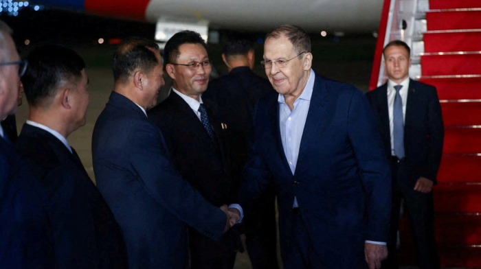 Russian Foreign Minister Sergei Lavrov arrives in North Korea