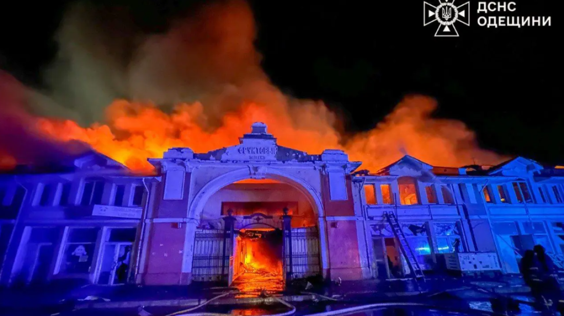Russian drone strike damages Odesa’s historic centre and iconic Pryvoz market