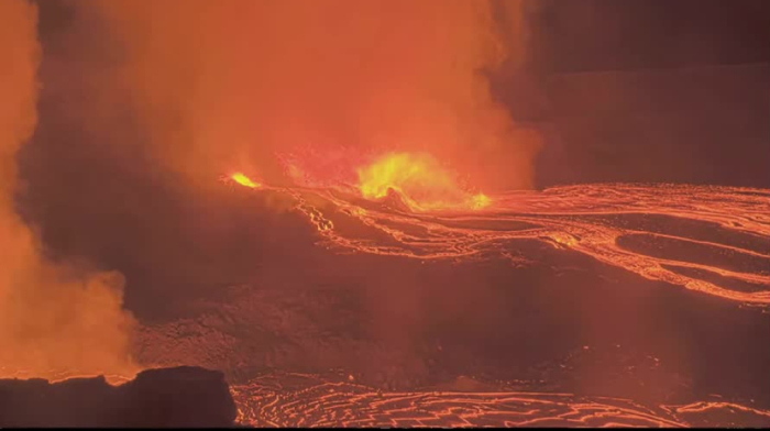 Kilauea erupts as geologists collect lava samples