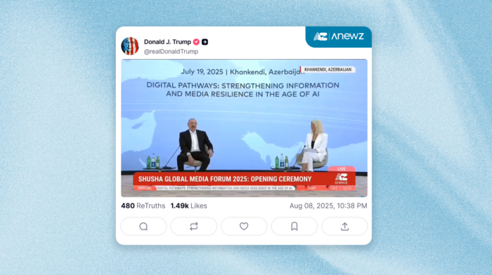 Trump shares Aliyev’s Shusha Forum speech on Truth Social again
