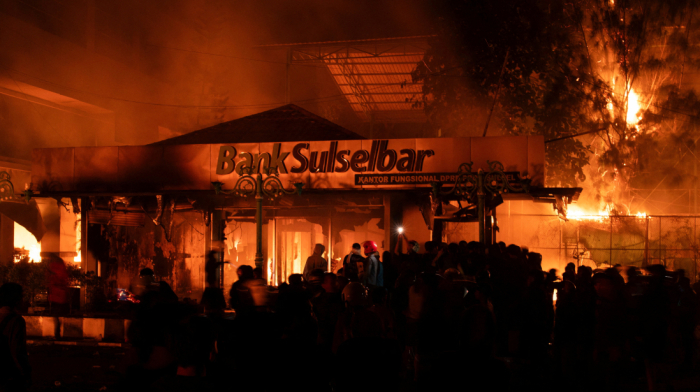 Three dead, five injured in Indonesia as protests escalate and parliament set on fire