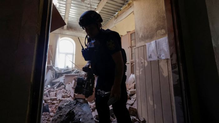 Russian drone strike hits building in Kharkiv