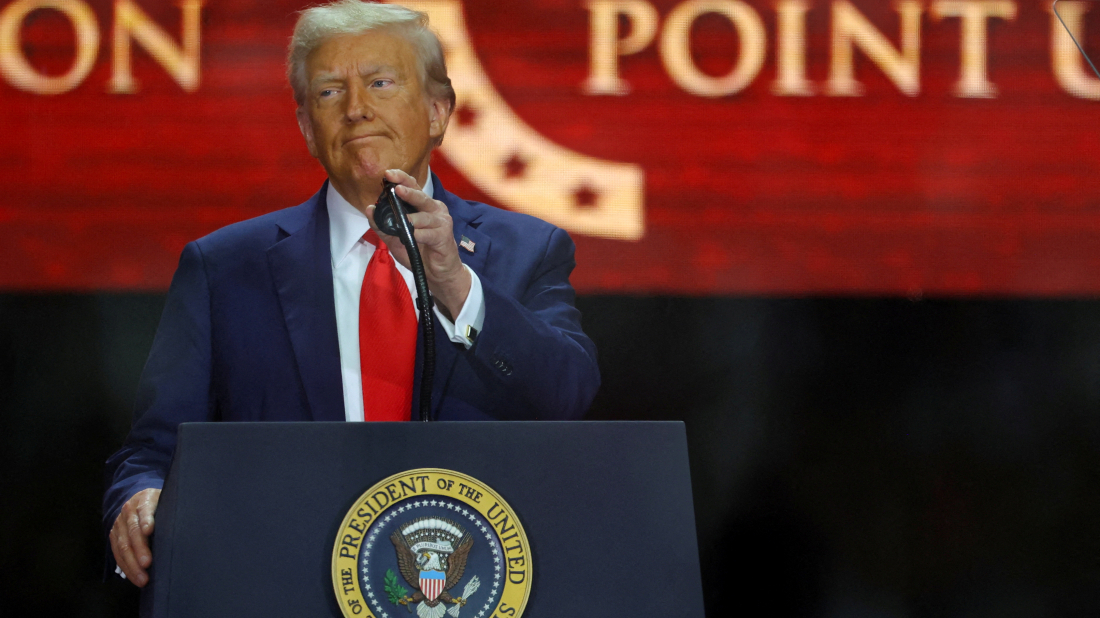 Trump turns Charlie Kirk memorial into partisan rally, blaming left for killing