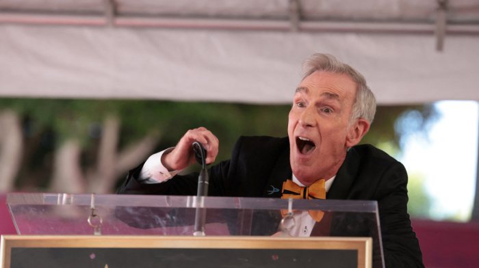 U.S. TV presenter Bill Nye unveiled his star on the Hollywood Walk of Fame in LA