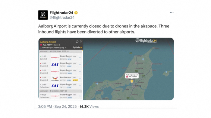 Drones disrupt flights at second Danish airport in a week