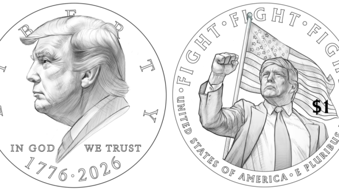 U.S. Treasury unveils draft coin design featuring Trump for 250th anniversary