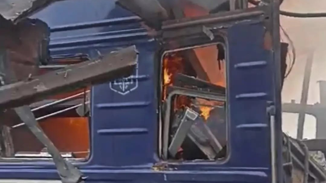 At least 30 hurt as Russia targets passenger train in northern Ukraine