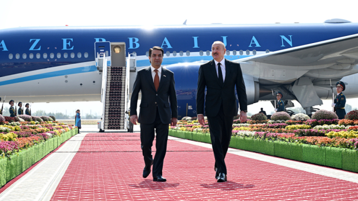 President of Azerbaijan Ilham Aliyev arrives in Tajikistan
