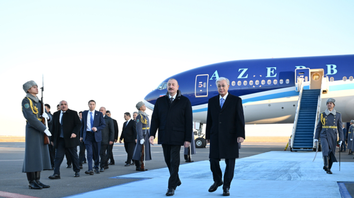 President of Azerbaijan Ilham Aliyev arrives in Kazakhstan for state visit