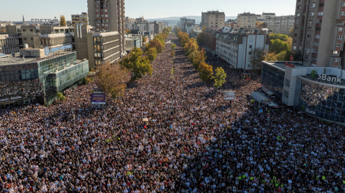 Tens of thousands protest in Serbia on anniversary of deadly roof collapse