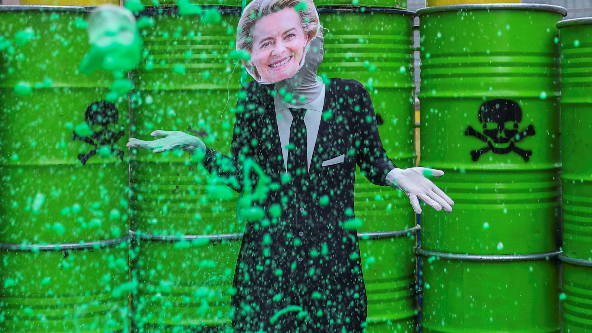 Activists protest EU-Mercosur trade deal with ‘toxic’ demonstration