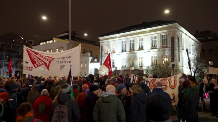 Protests in Norway against Venezuelan Maria Corina Machado Nobel Peace Prize award