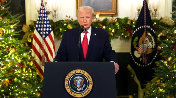 U.S. President Donald Trump delivers an address to the nation at the White House
