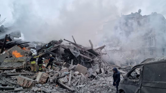 Kharkiv building destroyed in missile strike, dozens injured