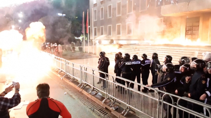 Demonstrators and police clash after corruption investigation sparks protests in Albania