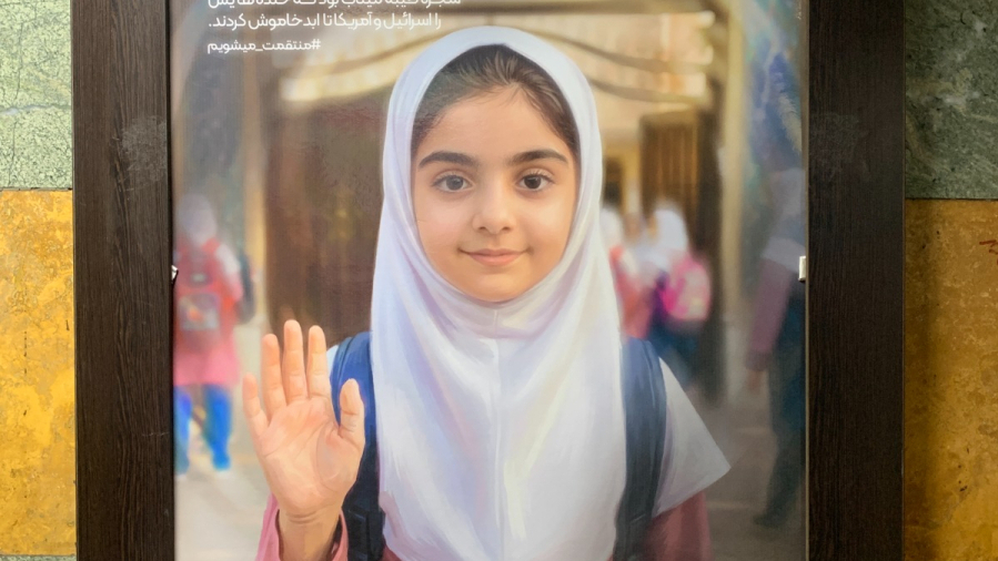 Images of Iranian children reported killed during the war displayed in Tehran metro stations