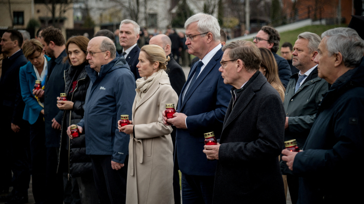 EU top diplomats voiced continued support for Ukraine after visit to Bucha to mark 2022 massacre