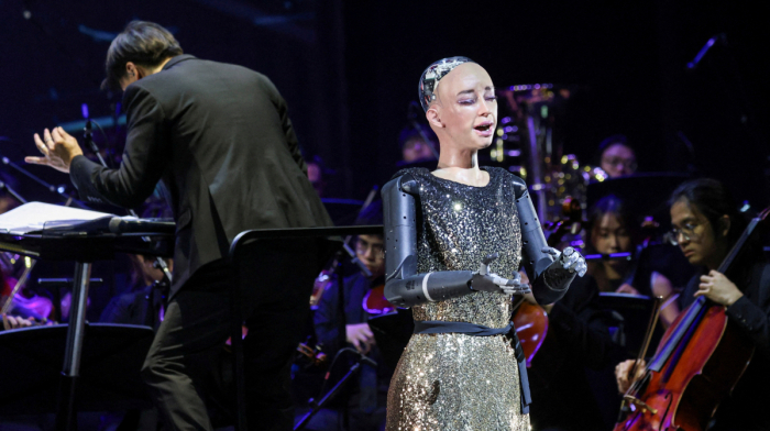 Sophia a humanoid robot makes orchestral debut in Hong Kong concert
