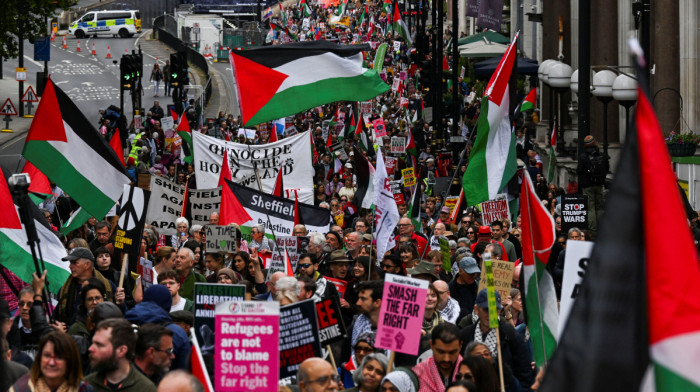 Tens of thousands join rival London immigration and pro-Palestinian protests