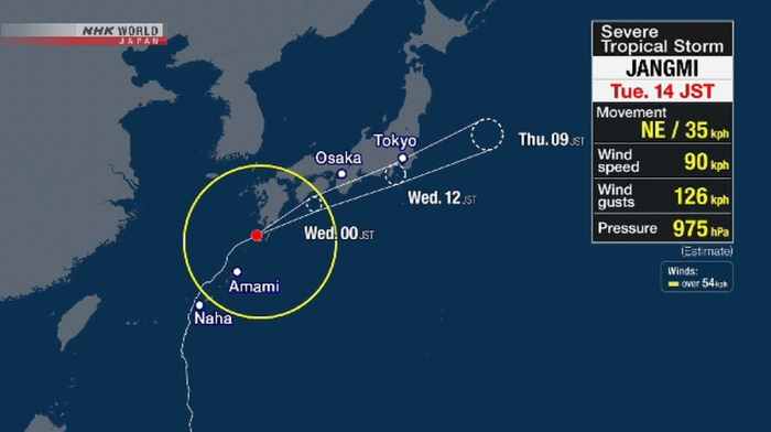 Jangmi disrupts Japan flights as Amami braces for torrential rain